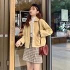 Single-breasted Jacket / Plaid A-line Mini Skirt