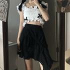 Cap-sleeve Cropped Top / A-line Skirt
