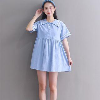 Panel Medium Long Short-sleeve Dress