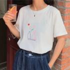 Graphic Print Short-sleeve T-shirt As Shown In Figure - One Size