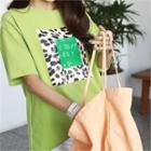 Leopard Letter Cotton T-shirt