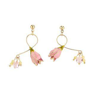 Glaze Faux Crystal Flower Dangle Earring