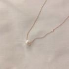 Pearl-charm Chain Necklace Rose Gold - One Size
