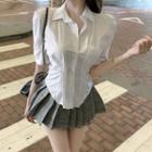 Short-sleeve Plain Shirt / Plaid Skort