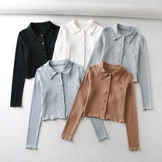 Collared Lettuce Edge Cardigan