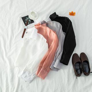 Dip-back Plain Long-sleeve Shirt