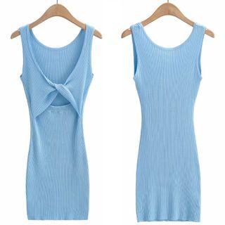 Sleeveless Plain Cut-out Knit Dress