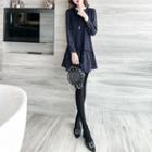 Mock Two-piece Dotted Long-sleeve Mini Dress