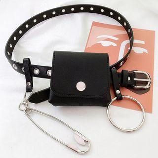 Alloy Hoop Faux Leather Belt Bag