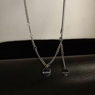 Couple Matching Disc Pendant Chain Necklace As Shown In Figure - One Size