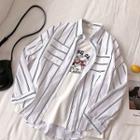 Double-pocket Striped Long-sleeve Blouse