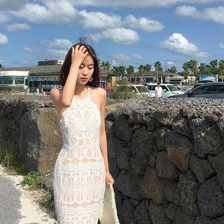 Halter Lace Maxi Sun Dress
