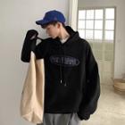 Lettering Embroidered Long Sleeve Hoodie