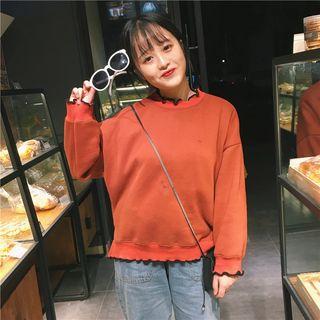 Mock Neck Frill-trim Sweatshirt