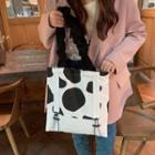 Cow Print Canvas Tote Bag Dairy Cow - Black & White - One Size