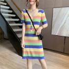 Knit Striped Short-sleeve Top / Dress
