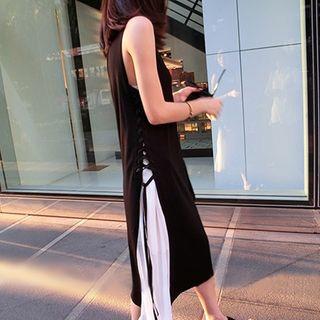 Chiffon Panel Midi Tank Dress