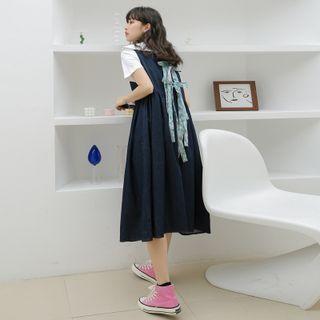 Sleeveless Bow Back Denim Midi Dress