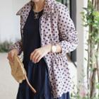 Hooded Drawcord-waist Dotted Jacket