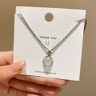 Moonstone Pendant Alloy Stainless Steel Necklace X913 - Silver - One Size