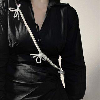 Bow Faux Pearl Cross Body Chain Pearl White - One Size