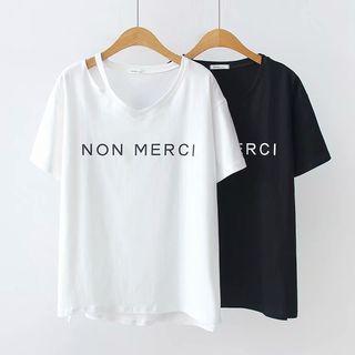 Short-sleeve Ripped Letter T-shirt