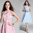 Sleeveless V-neck Floral A-line Dress