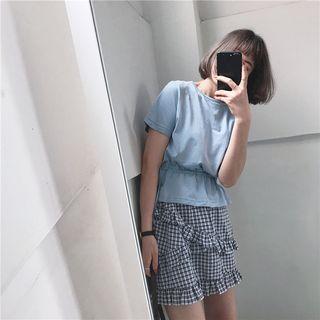Short-sleeve Drawstring Waist T-shirt