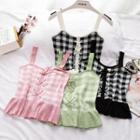 Gingham Lace Up Knit Camisole