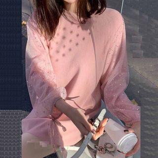 Mesh Panel Mini Sweatshirt Dress