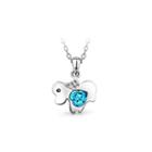 Chinese Zodiac Dog Pendant With Blue Austrian Element Crystal And Necklace