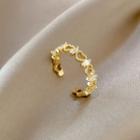 Heart Rhinestone Alloy Open Ring J544 - Gold - One Size