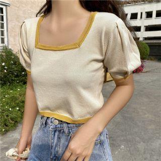 Short-sleeve Squrae-neck T-shirt