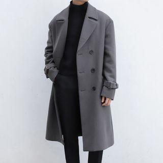 Double-breasted Wool Long Trench Coat