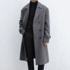 Double-breasted Wool Long Trench Coat