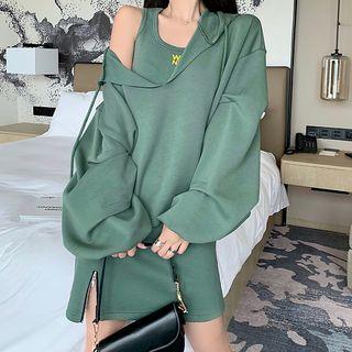 Lettering Mini Tank Dress / Plain Hoodie