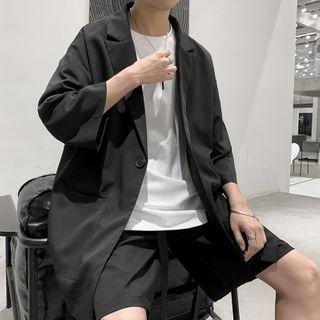 Elbow-sleeve Plain Blazer