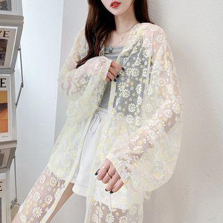 Floral Lace Hooded Light Jacket