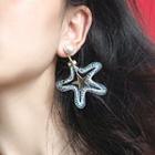 Faux Pearl Fishing Line Star Dangle Earring Earring Gold Star - Multicolor - One Size