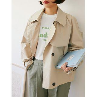 Belted-cuff Double-breasted Trench Jacket