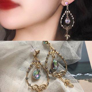 Rhinestone Drop Earring 981a - Gold - One Size
