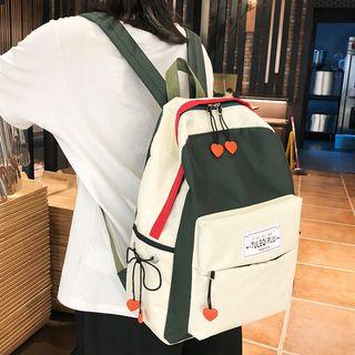 Color Block Heart Strap Lightweight Backpack