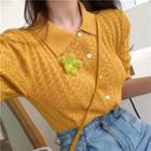 Short-sleeve Slim-fit Knit Polo-shirt