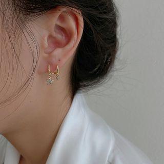 Alloy Star Dangle Earring 1 Pair - Silver Needle - As Shown In Figure - One Size