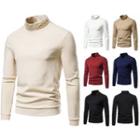 Long-sleeve Embroidered Trim Mock-neck T-shirt