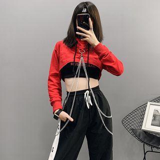 Chain-accent Crop Hoodie