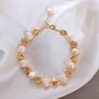 Freshwater Pearl Bracelet Gold & White - One Size