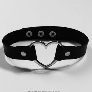 Heart Fabric Choker Black - One Size