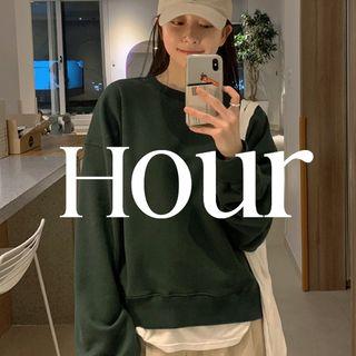 Monotone Oversized Sweatshirt Dark Green - One Size