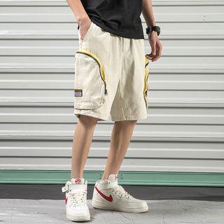 Contrast Trim Zip Pocket Cargo Shorts